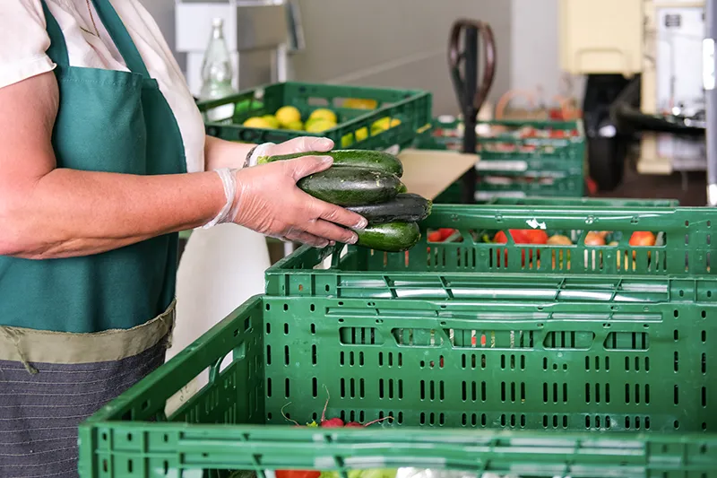 Ehrenamtliche Arbeit in Linz: Freiwillige Helferin sortiert Gemüse